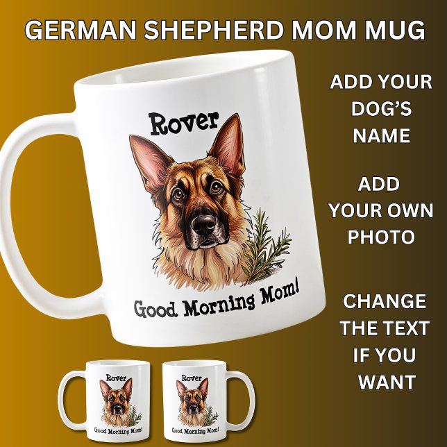 Deutscher Hirte, Hundename hinzufügen, Foto ändern Kaffeetasse (Von Creator hochgeladen)