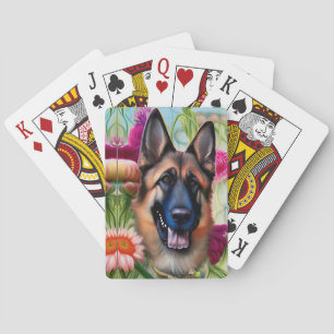 Deutscher Hirte im Garten Spielkarten