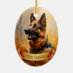 Deutscher Hirte im Herbst Keramik Ornament