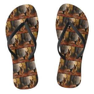 Deutscher Hirte im Herbst Leaves Inspirier Flip Flops