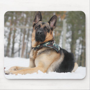 Deutscher Hirte im Schnee Mousepad