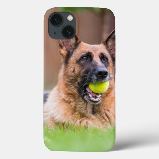 Deutscher Hirte mit Tennisball Case-Mate iPhone Hülle (Rückseite)