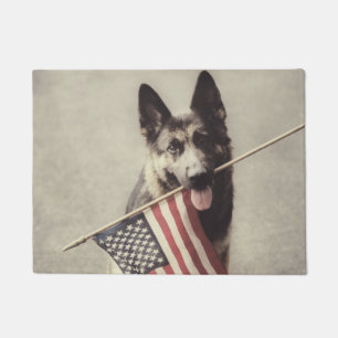 Deutscher Hirte mit US-Flagge Fußmatte