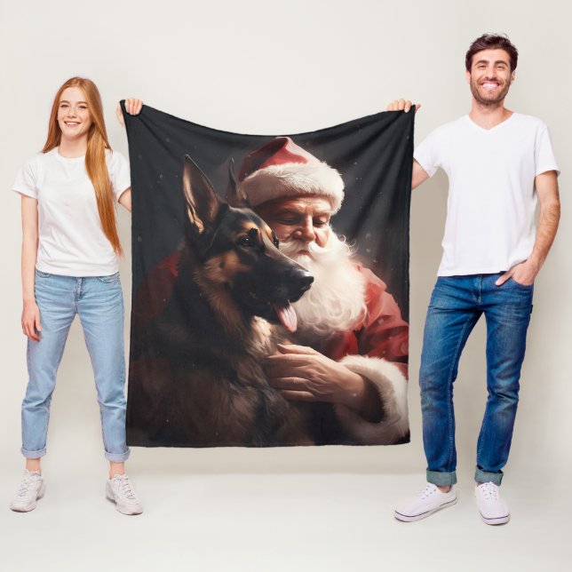 Deutscher Hirte mit Weihnachtsmann Weihnachten Fleecedecke (Beispiel)