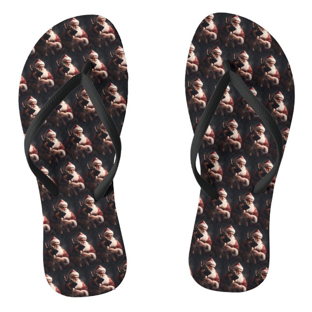 Deutscher Hirte mit Weihnachtsmann Weihnachten Flip Flops (Fußbett)