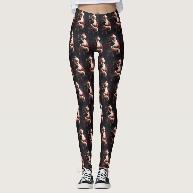 Deutscher Hirte mit Weihnachtsmann Weihnachten Leggings (Vorderseite)