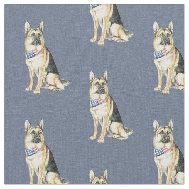 Deutscher Hirte SittingDog Kunstwerk Stoff (Nahaufnahme)