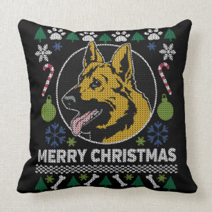 Deutscher Hirte Ugly Christmas Sweater Hundedesign Kissen
