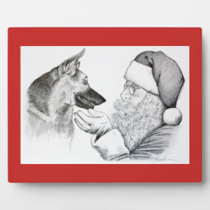 Deutscher Hirte und Weihnachtsmann Fotoplatte