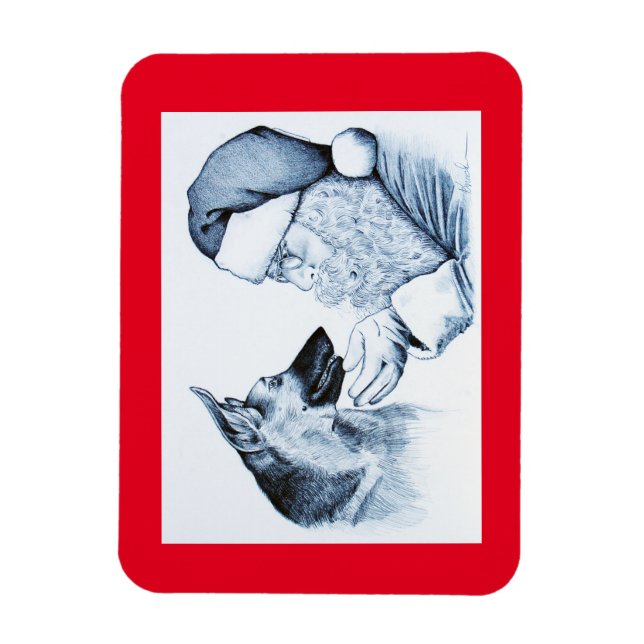 Deutscher Hirte und Weihnachtsmann Magnet (Vertikal)