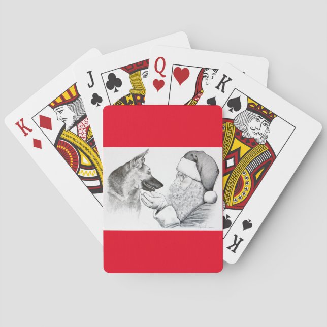 Deutscher Hirte und Weihnachtsmann Spielkarten (Rückseite)