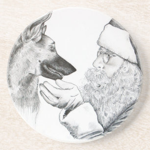 Deutscher Hirte und Weihnachtsmann Untersetzer