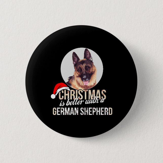 Deutscher Hirte - Weihnachten ist besser mit einem Button (Vorderseite)