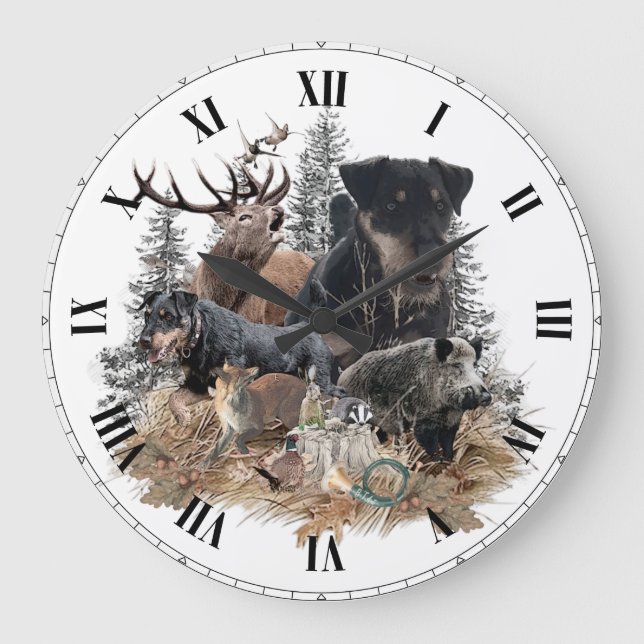 Deutscher Jagdterrier (Jagdterrier) Große Wanduhr (Vorderseite)