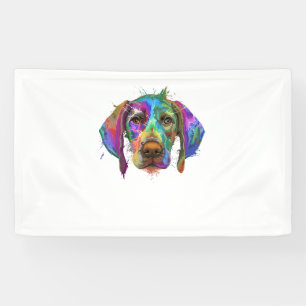 Deutscher Kurzgepeitscher Hundegesicht Bunter Pop Banner