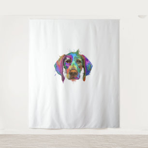Deutscher Kurzgepeitscher Hundegesicht Bunter Pop  Wandteppich