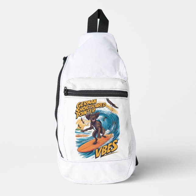 Deutscher Kurzzeiger fängt große Welle Crossbody Bag (Vorderseite)