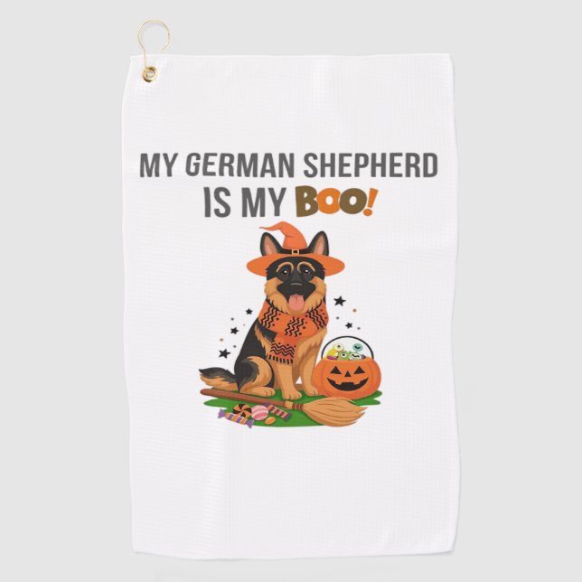 Deutscher Kurzzeiger Hund - Halloween Moon Si Golfhandtuch (Vorderseite)