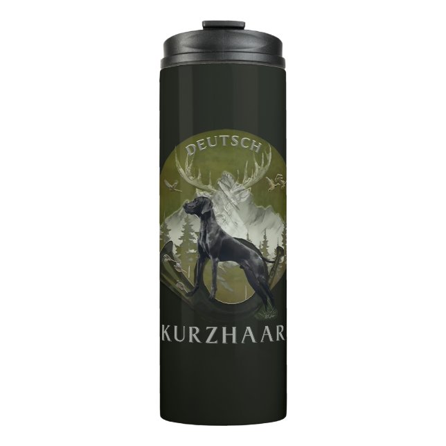 Deutscher Kurzzeiger , Jagdlogo Thermosbecher (Vorderseite)