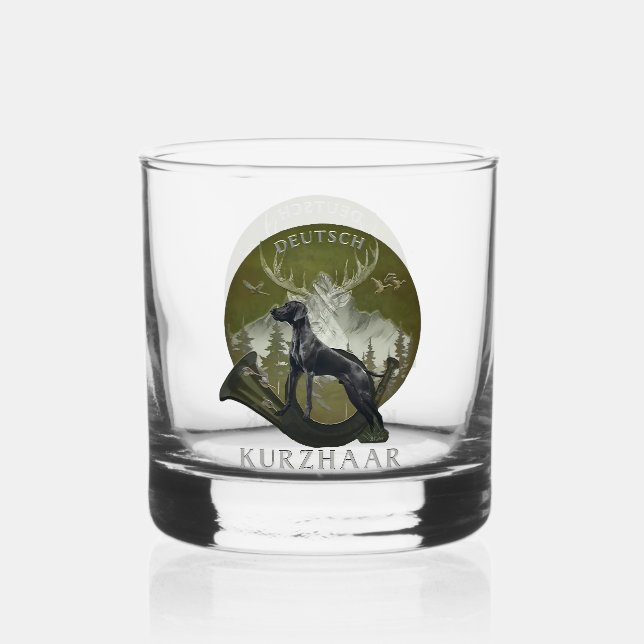 Deutscher Kurzzeiger , Jagdlogo Whiskyglas (Vorderseite)