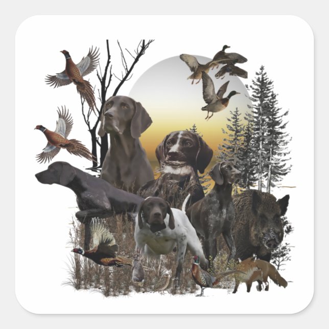 Deutscher Kurzzeiger Quadratischer Aufkleber (Vorderseite)