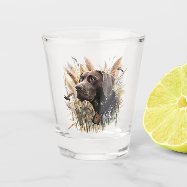 Deutscher Kurzzeiger Schnapsglas (Vorderseite)