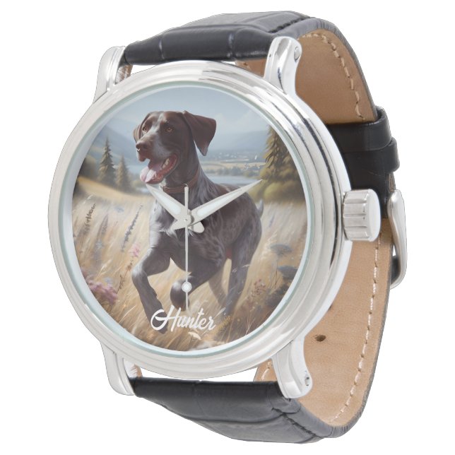 Deutscher Kurzzeitpointer läuft Armbanduhr (Schrägansicht)