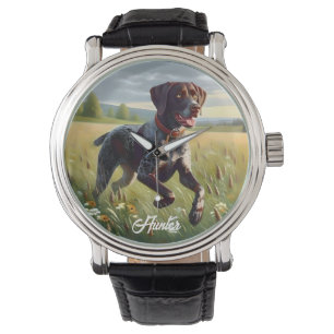 Deutscher Kurzzeitpointer läuft Armbanduhr
