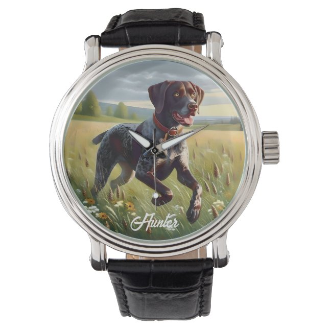 Deutscher Kurzzeitpointer läuft Armbanduhr (Vorderseite)