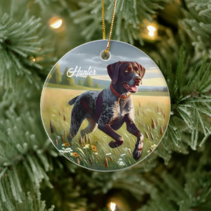 Deutscher Kurzzeitpointer läuft Keramik Ornament