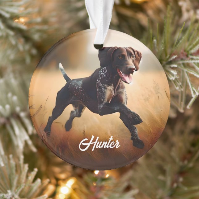 Deutscher Kurzzeitpointer läuft Ornament (Baum)