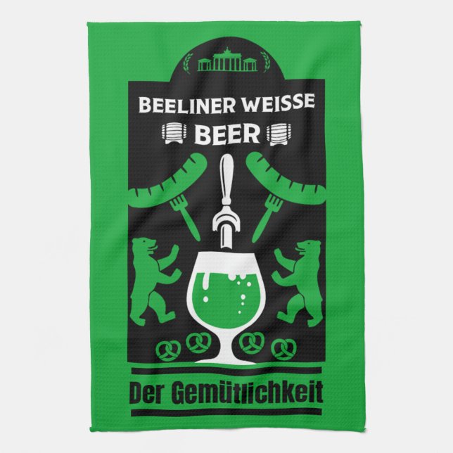 Deutscher Pilsner Beer und Wurst Geschirrtuch (Vertikal)