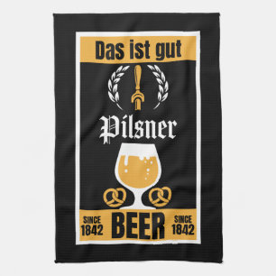 Deutscher Pilsner Beer und Wurst Geschirrtuch