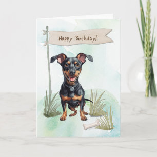 Deutscher Pinscher Hund im Freien unter Geburtstag Karte