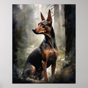 Deutscher Pinscher Hund Kunst Druck Poster