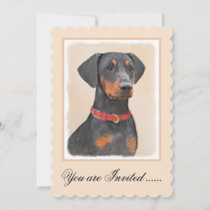 Deutscher Pinscher Malerei Originale Tierkunst Einladung