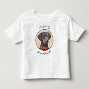 Deutscher Pinscher Malerei Originale Tierkunst Kleinkind T-shirt