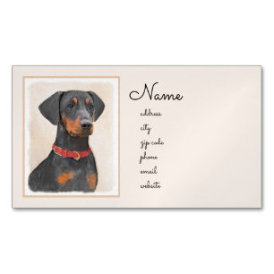 Deutscher Pinscher Malerei Originale Tierkunst Magnetische Visitenkarte