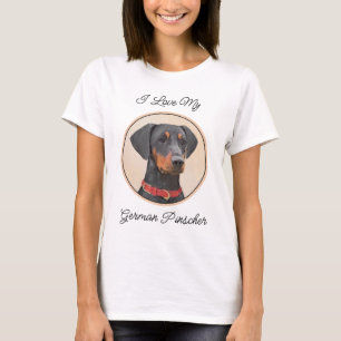 Deutscher Pinscher Malerei Originale Tierkunst T-Shirt
