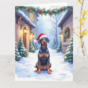 Deutscher Pinscher Schneidiger Hof Weihnachtsmannm Karte