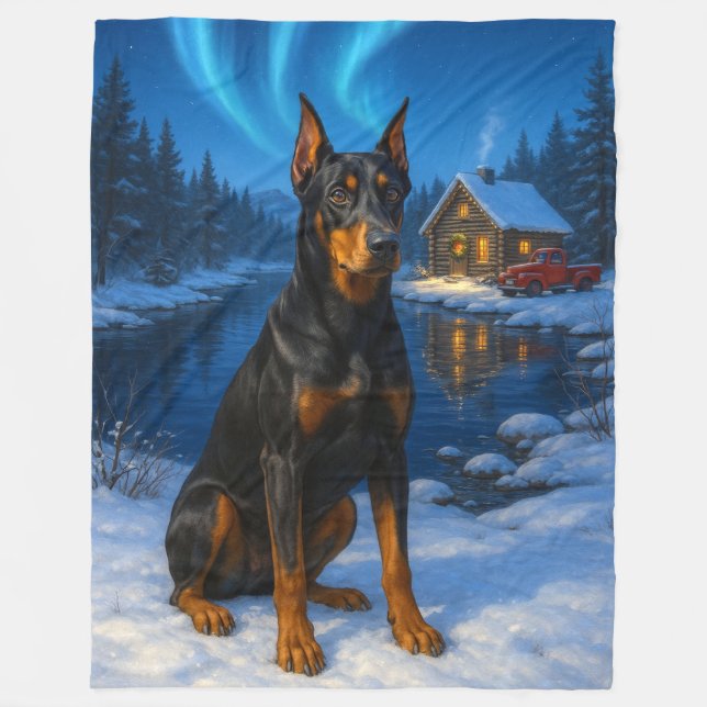 Deutscher Pinscher Urlaub  Fleecedecke (Vorderseite)