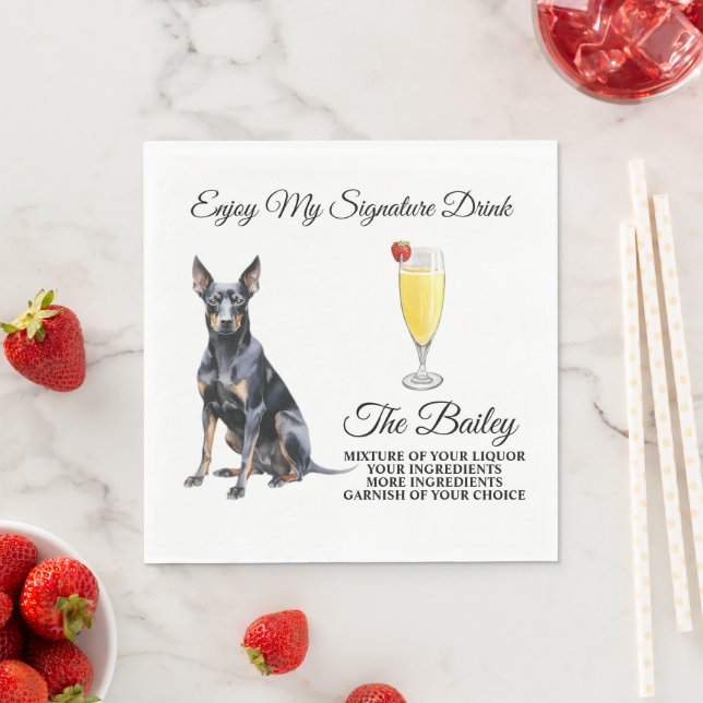 Deutscher Pinscher Wedding Signature Drink Napkins Serviette (Beispiel)