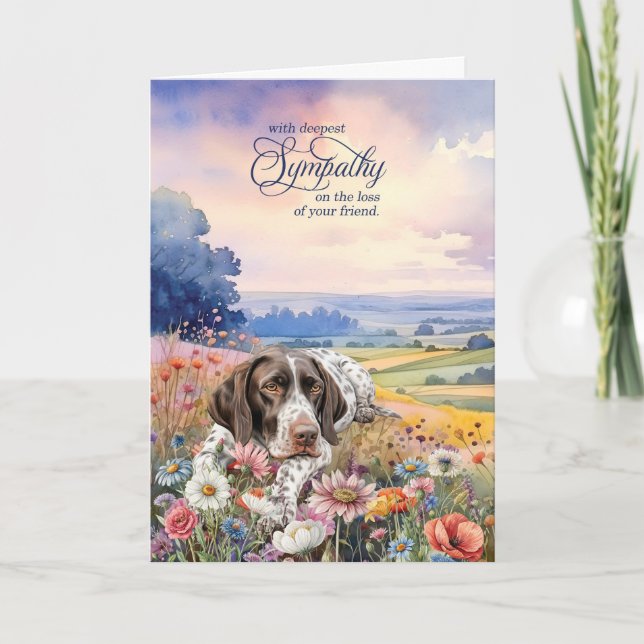 Deutscher Pointer Feld mit Wildblumen Beileid für  Karte (Vorderseite)