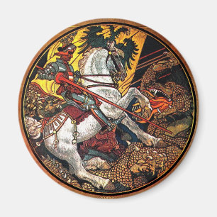 Deutscher Ritter und Drache - Magnet