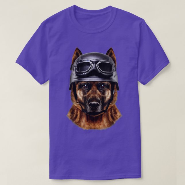 Deutscher Schäferfahrer in Motorradhelm T-Shirt (Design vorne)