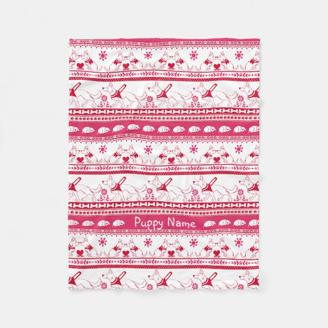 Deutscher Schäferführer Dog Tale Red anpassen Fleecedecke (Vorderseite)