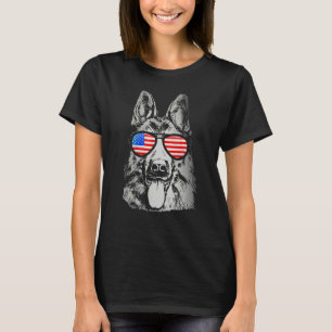 Deutscher Schäferhund 4. Juli Amerikanische Flagge T-Shirt