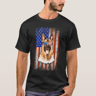 Deutscher Schäferhund 4. Juli Amerikanische Sonnen T-Shirt