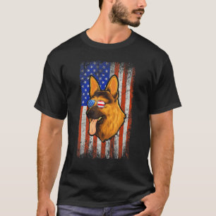 Deutscher Schäferhund 4. Juli Amerikanische Sonnen T-Shirt