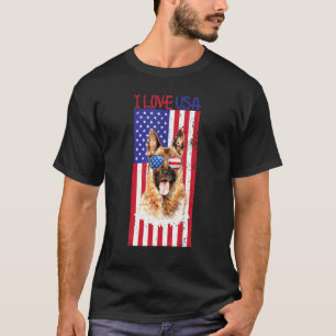 Deutscher Schäferhund 4. Juli T-Shirt Amerikanisch